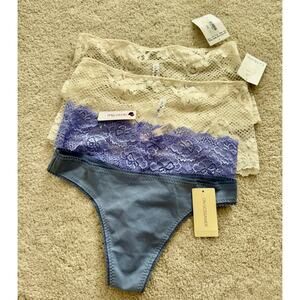 Lot 4 Luxury Brands Women - Floral, sexy, breathable, comfy panties S Blue-White